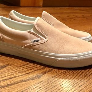 Light pink suede slip on vans